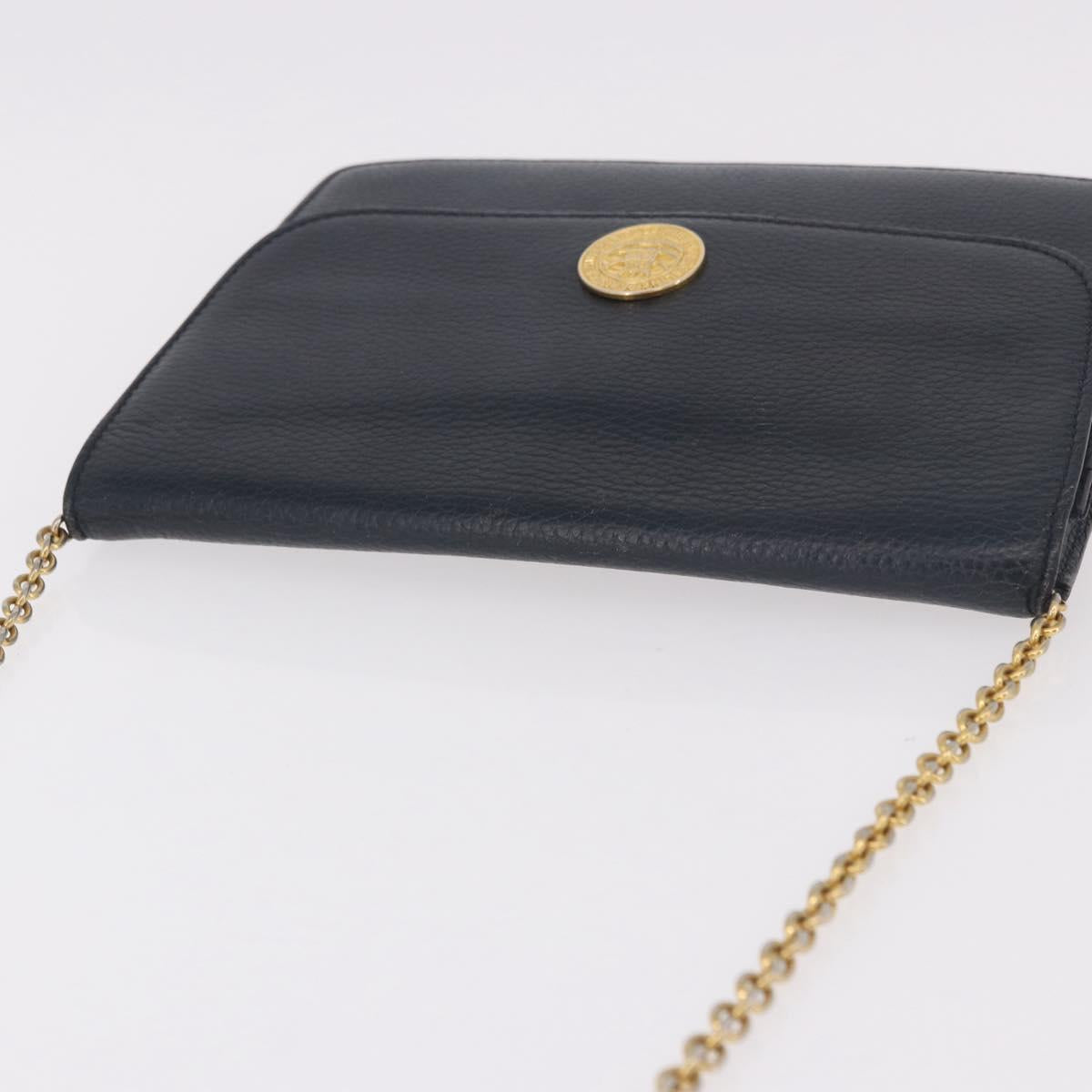 CELINE Medallion Chain Shoulder Bag Leather Black Gold Auth 189809A - Jerrillo image 6