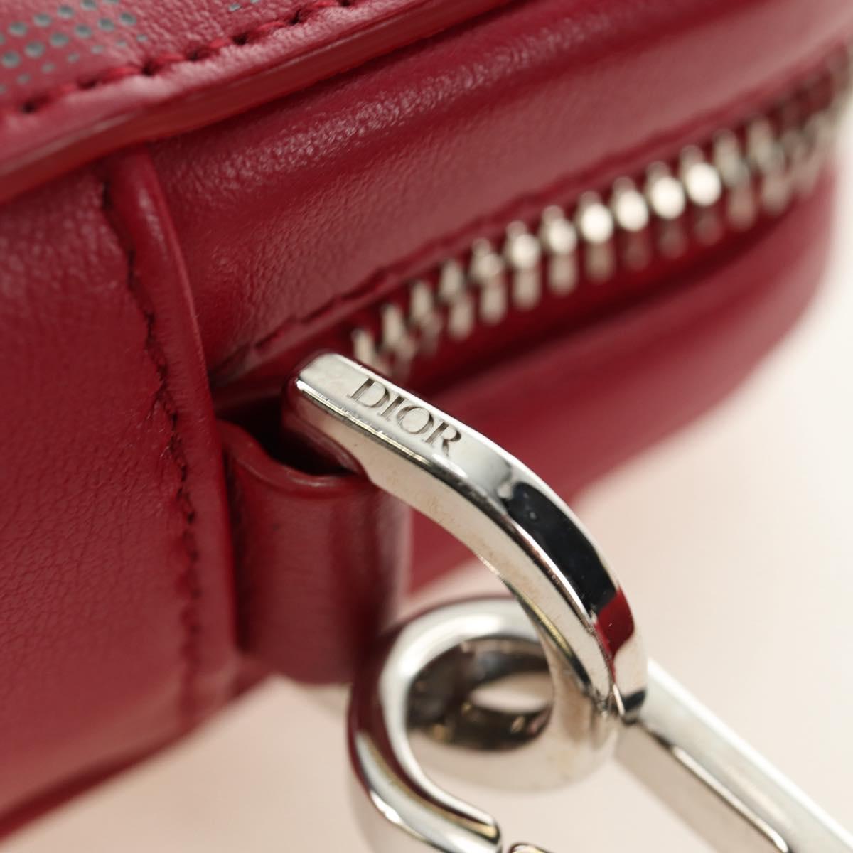 Christian Dior Trotter Canvas Shoulder Bag Leather Red Silver Auth 189811SM image 9