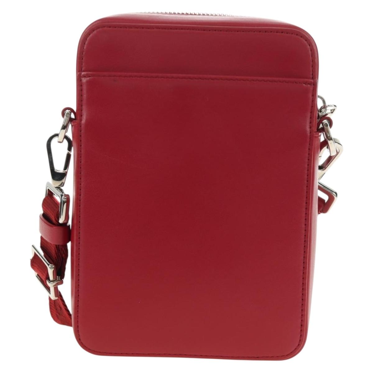 Christian Dior Trotter Canvas Shoulder Bag Leather Red Silver Auth 189811SM image 2