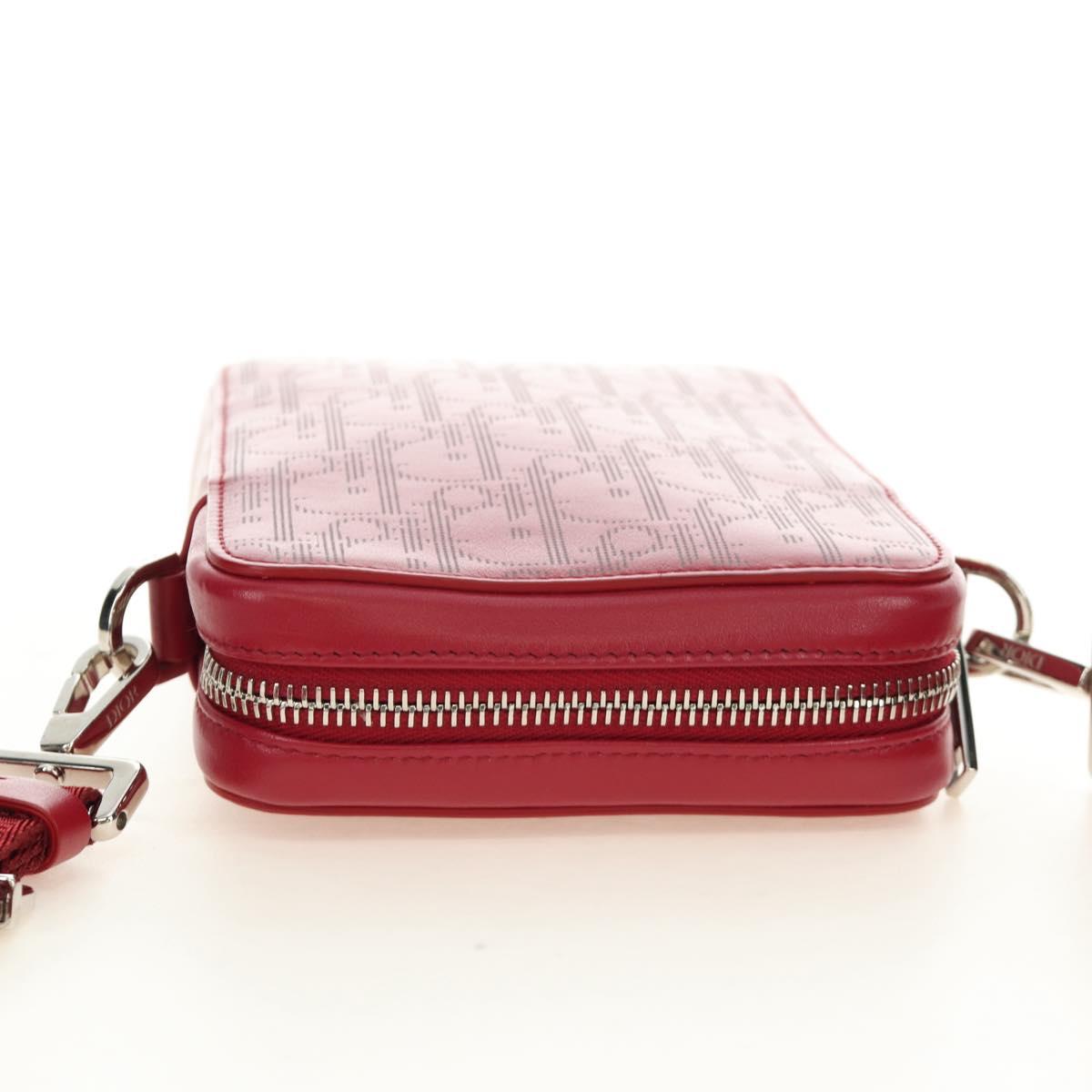Christian Dior Trotter Canvas Shoulder Bag Leather Red Silver Auth 189811SM image 6