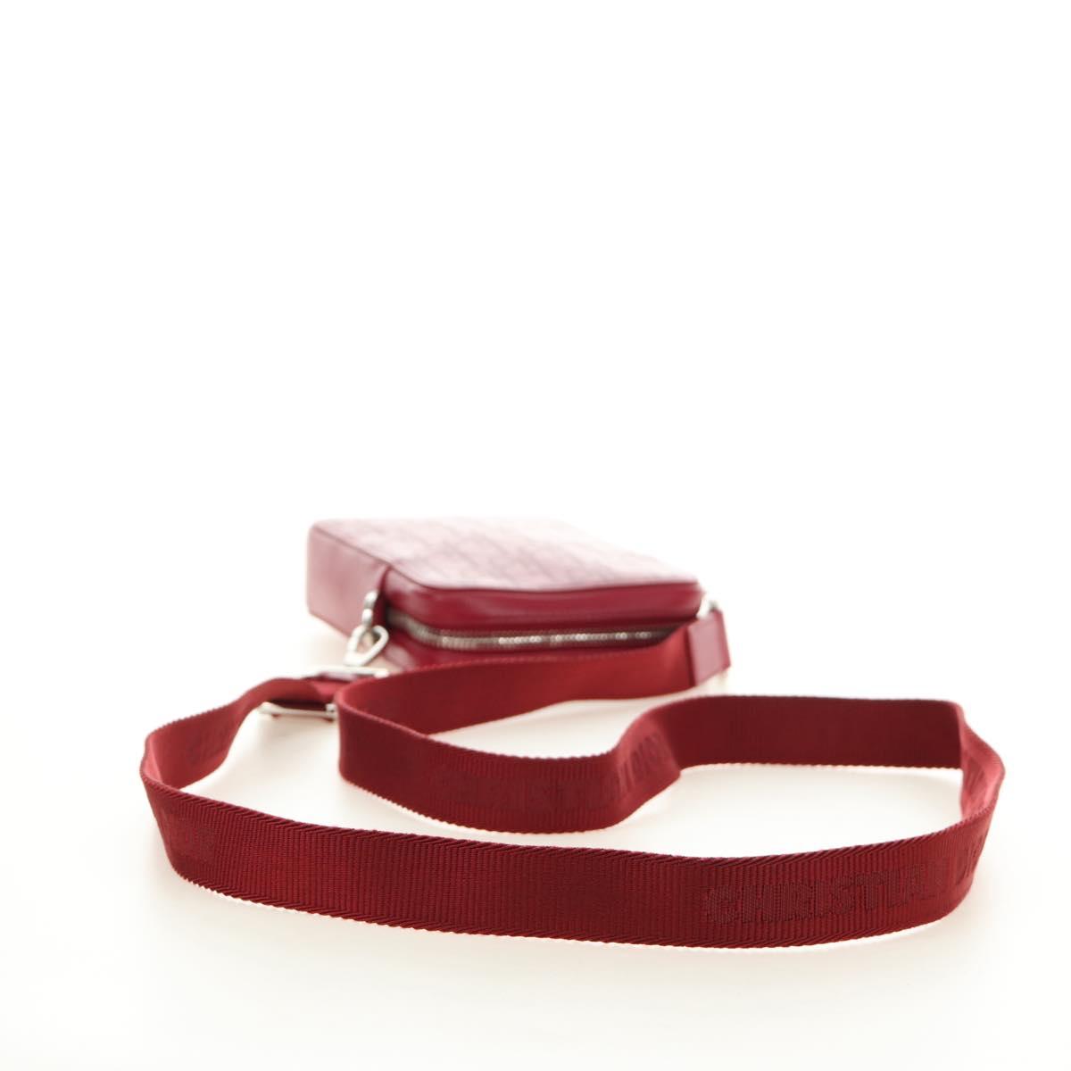 Christian Dior Trotter Canvas Shoulder Bag Leather Red Silver Auth 189811SM image 7