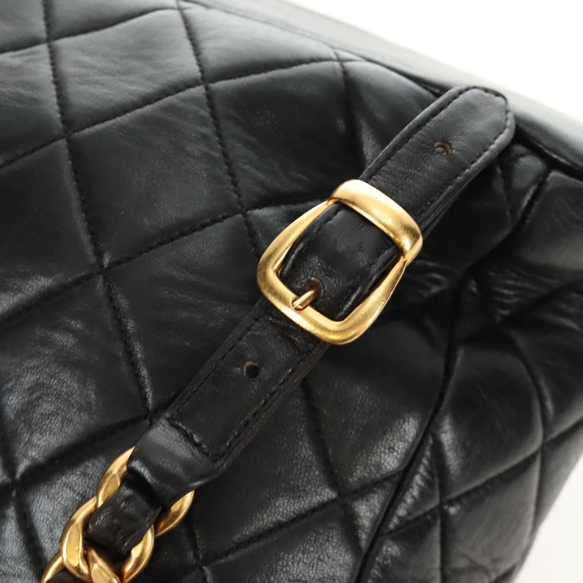 CHANEL Matelasse Chain Backpack Lamb Skin Gold Black CC Auth 189831SV - Jerrillo image 8