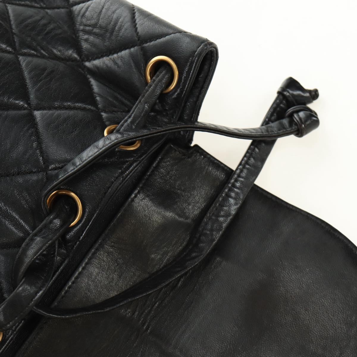 CHANEL Matelasse Chain Backpack Lamb Skin Gold Black CC Auth 189831SV - Jerrillo image 10