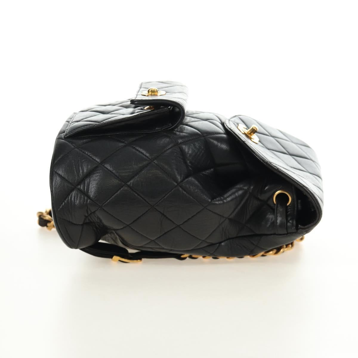 CHANEL Matelasse Chain Backpack Lamb Skin Gold Black CC Auth 189831SV - Jerrillo image 4