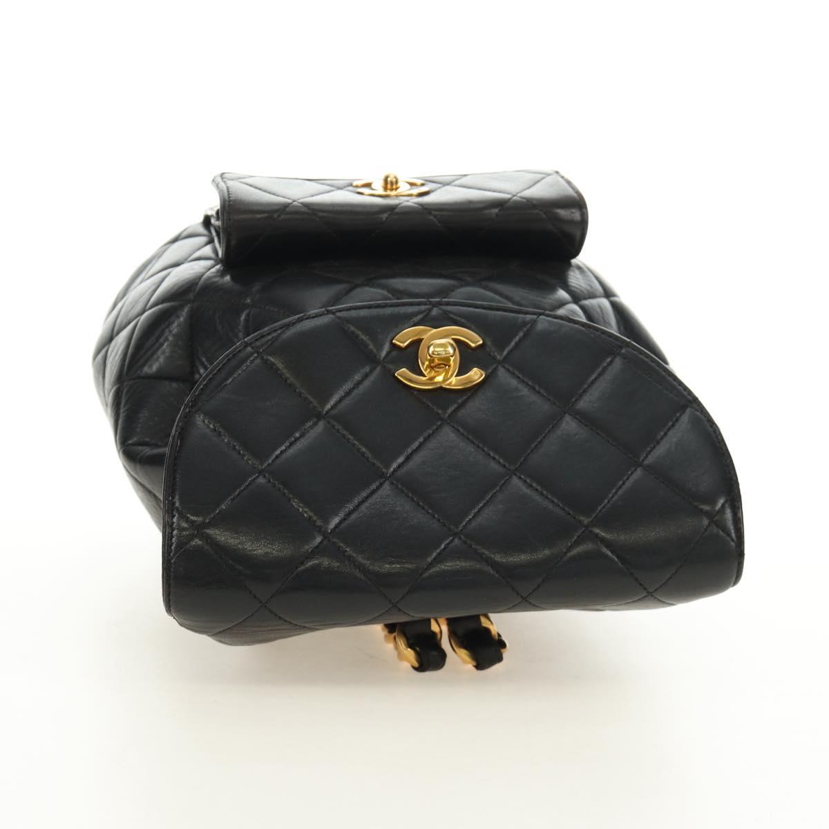 CHANEL Matelasse Chain Backpack Lamb Skin Gold Black CC Auth 189831SV - Jerrillo image 5