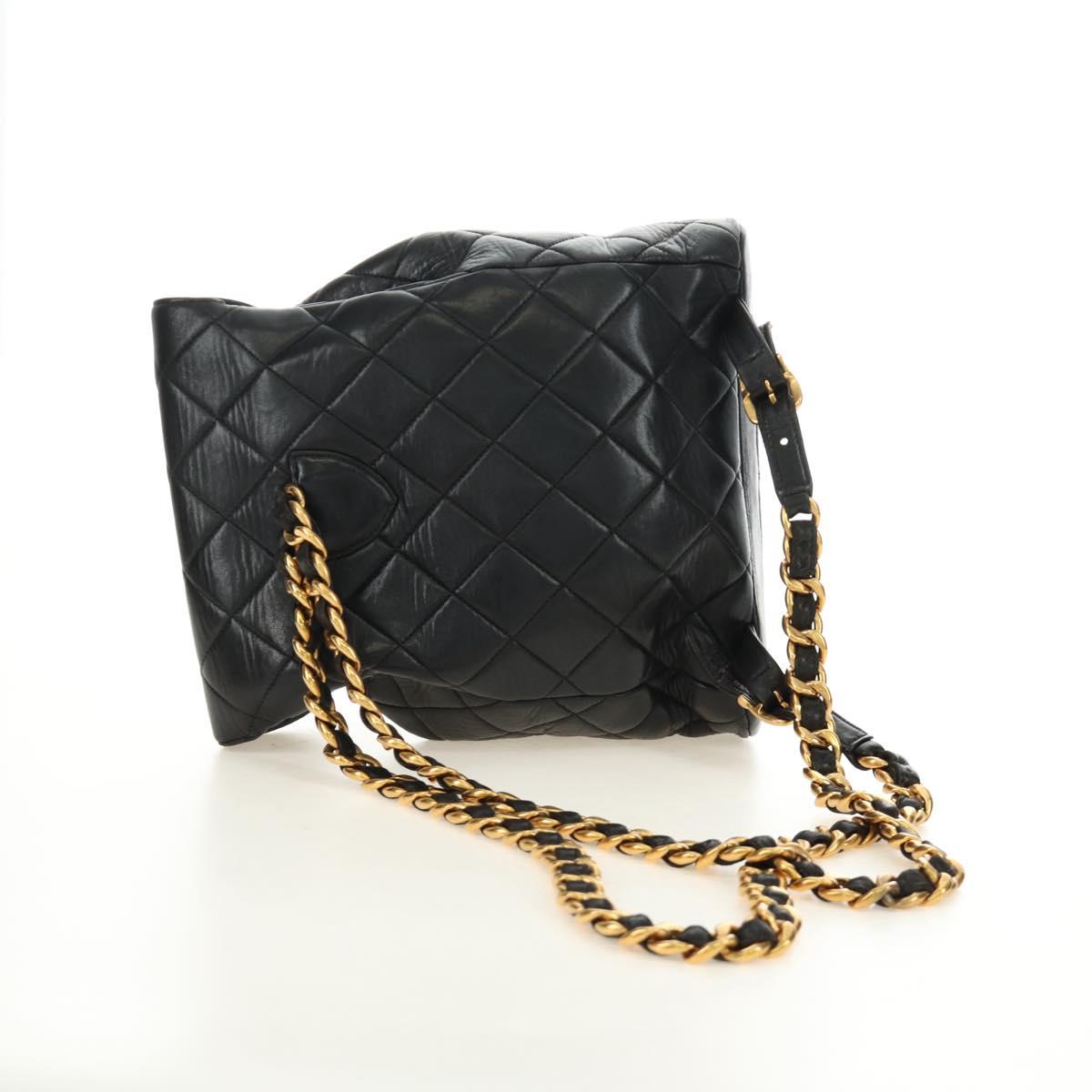 CHANEL Matelasse Chain Backpack Lamb Skin Gold Black CC Auth 189831SV - Jerrillo image 6