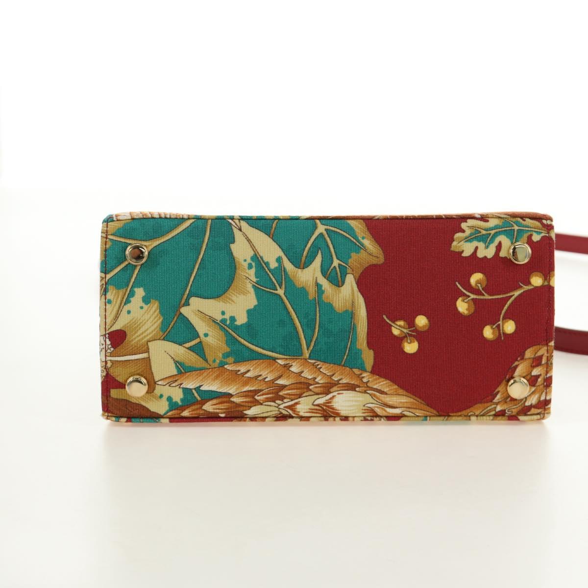Salvatore Ferragamo Gancini Hand Bag Canvas 2way Red Gold Auth 190024SAM - Jerrillo image 5