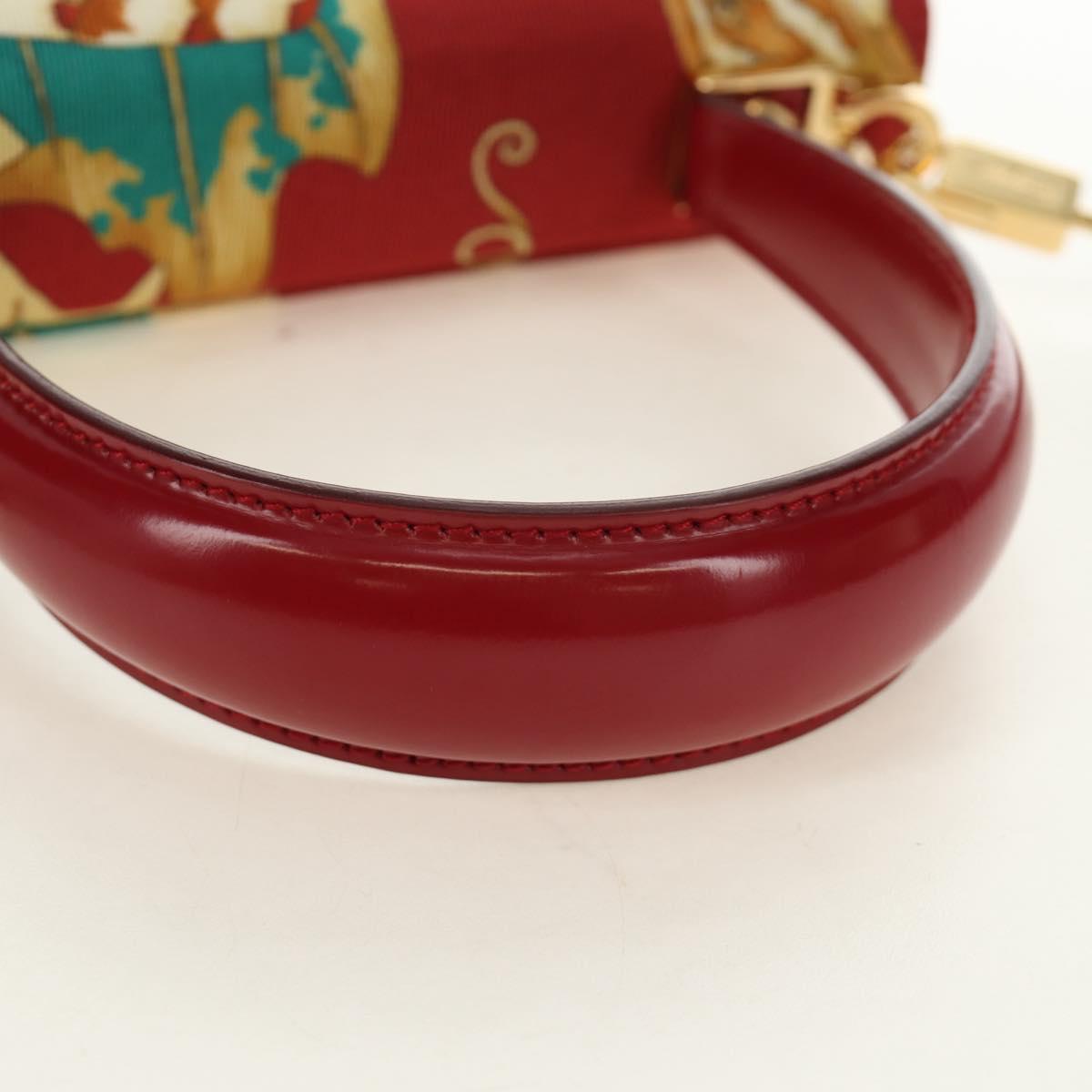 Salvatore Ferragamo Gancini Hand Bag Canvas 2way Red Gold Auth 190024SAM - Jerrillo image 7