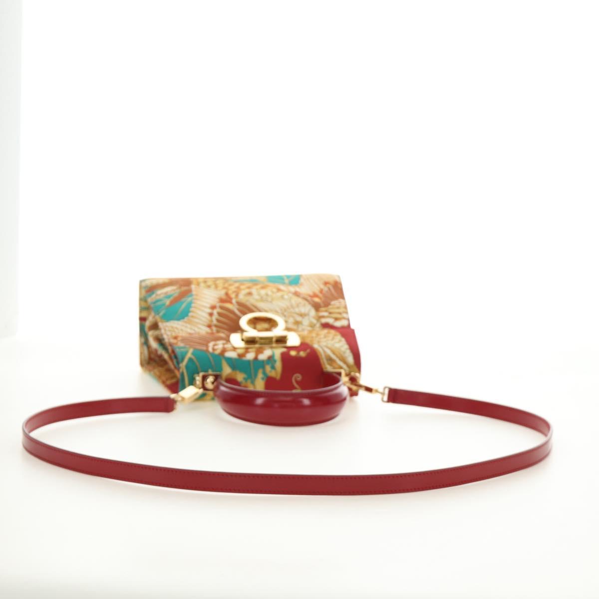 Salvatore Ferragamo Gancini Hand Bag Canvas 2way Red Gold Auth 190024SAM - Jerrillo image 8