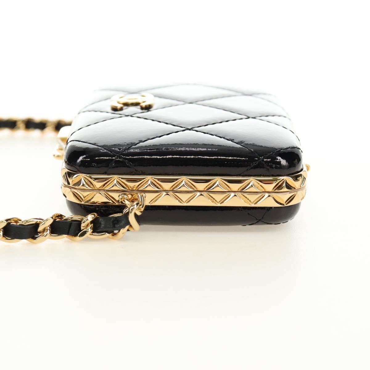 CHANEL Matelasse Chain Shoulder Pouch Patent leather Black CC Auth 190043SAM - Jerrillo image 3