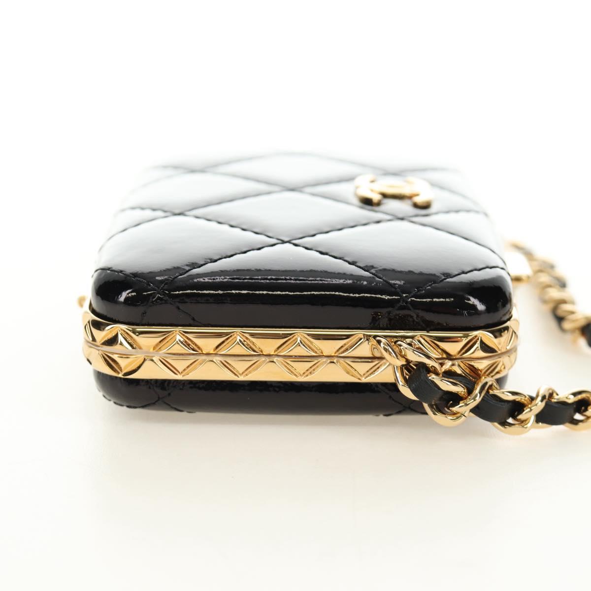 CHANEL Matelasse Chain Shoulder Pouch Patent leather Black CC Auth 190043SAM - Jerrillo image 4
