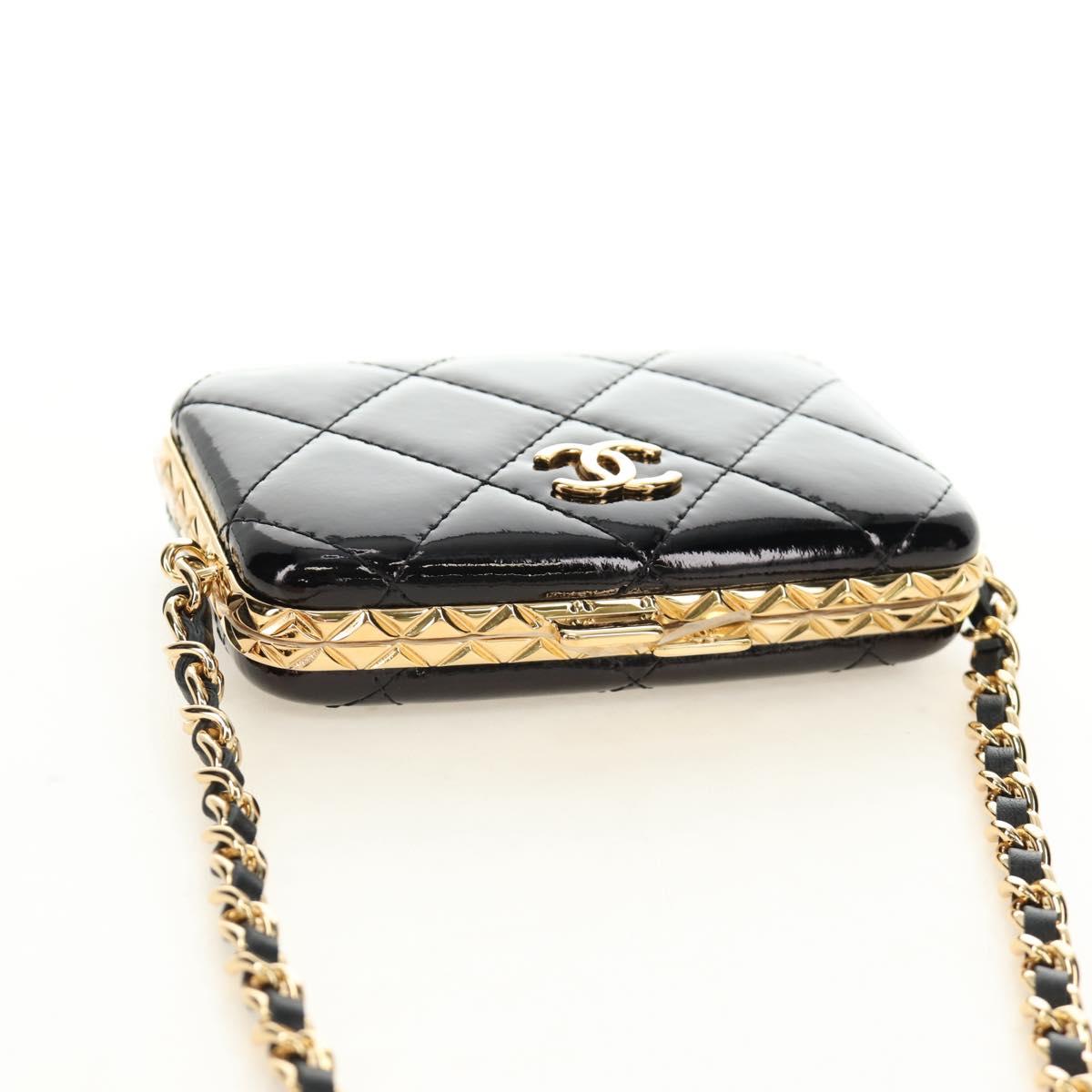 CHANEL Matelasse Chain Shoulder Pouch Patent leather Black CC Auth 190043SAM - Jerrillo image 6