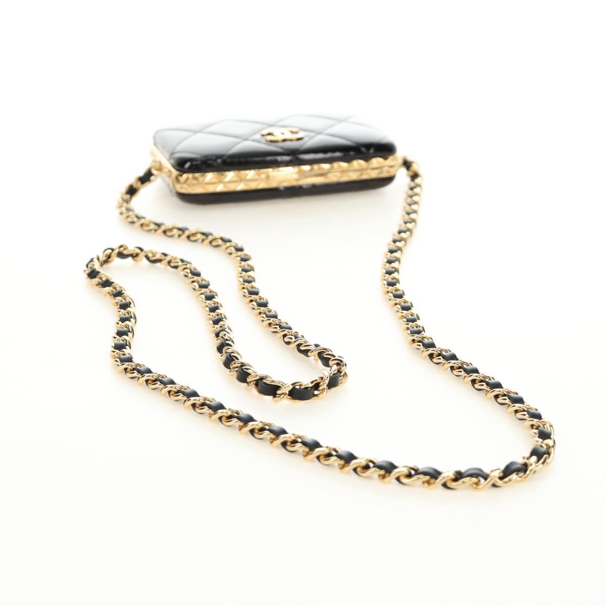 CHANEL Matelasse Chain Shoulder Pouch Patent leather Black CC Auth 190043SAM - Jerrillo image 7