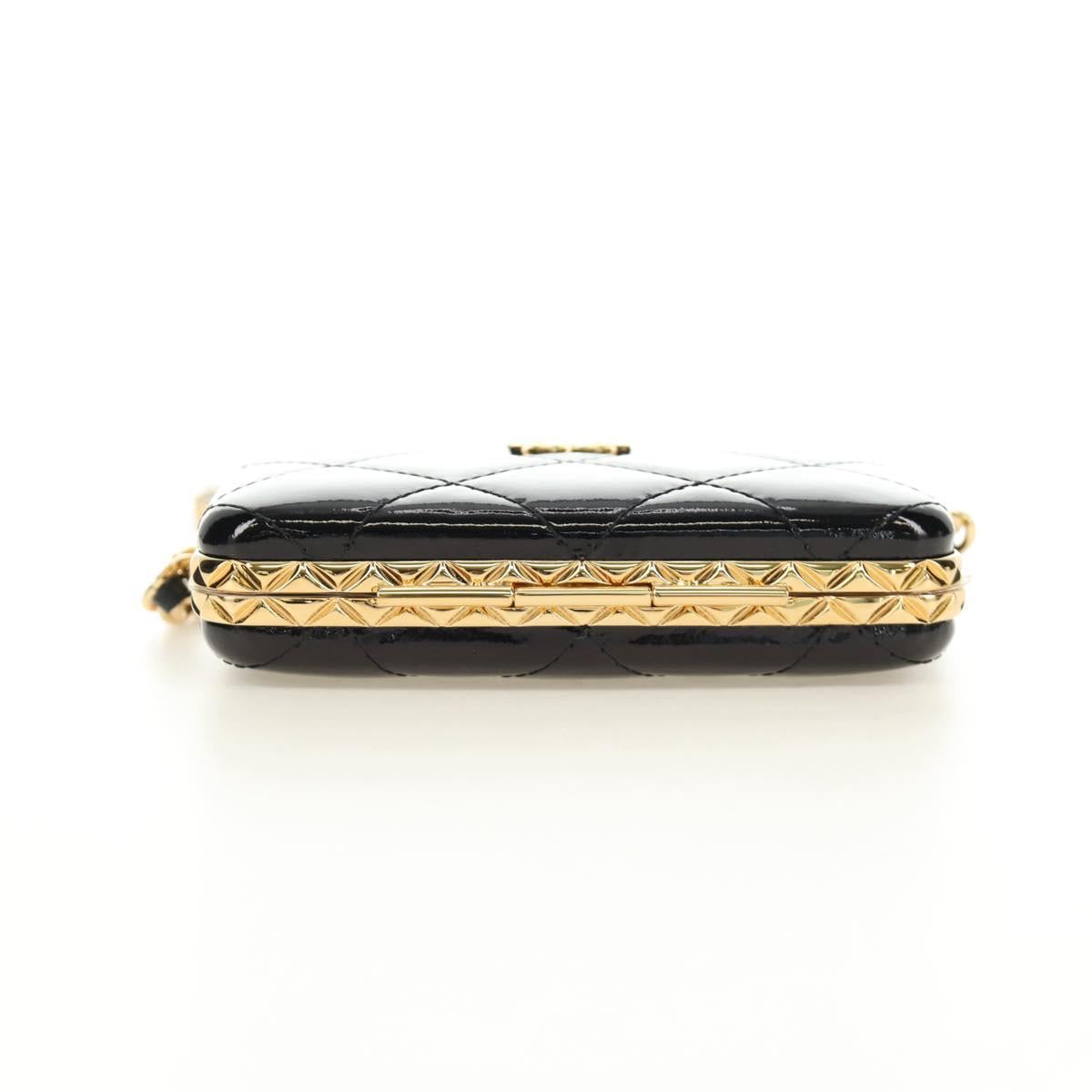 CHANEL Matelasse Chain Shoulder Pouch Patent leather Black CC Auth 190043SAM - Jerrillo image 5