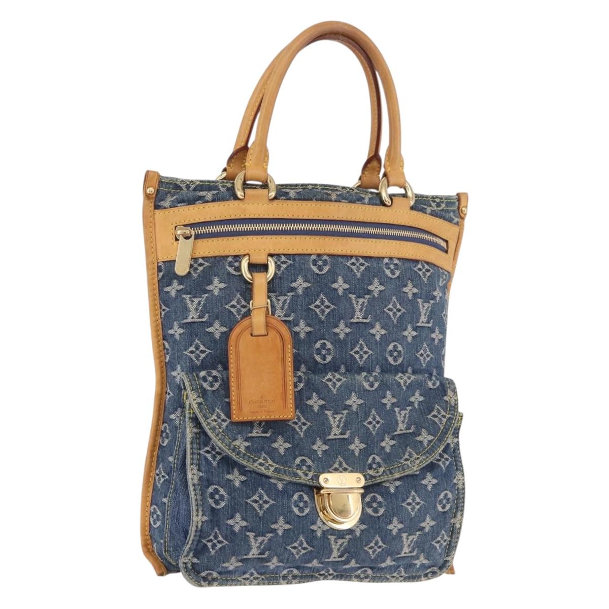 LOUIS VUITTON Monogram Denim Flat Shopper Tote Bag Blue M95018 LV Auth 190156SAV - Jerrillo