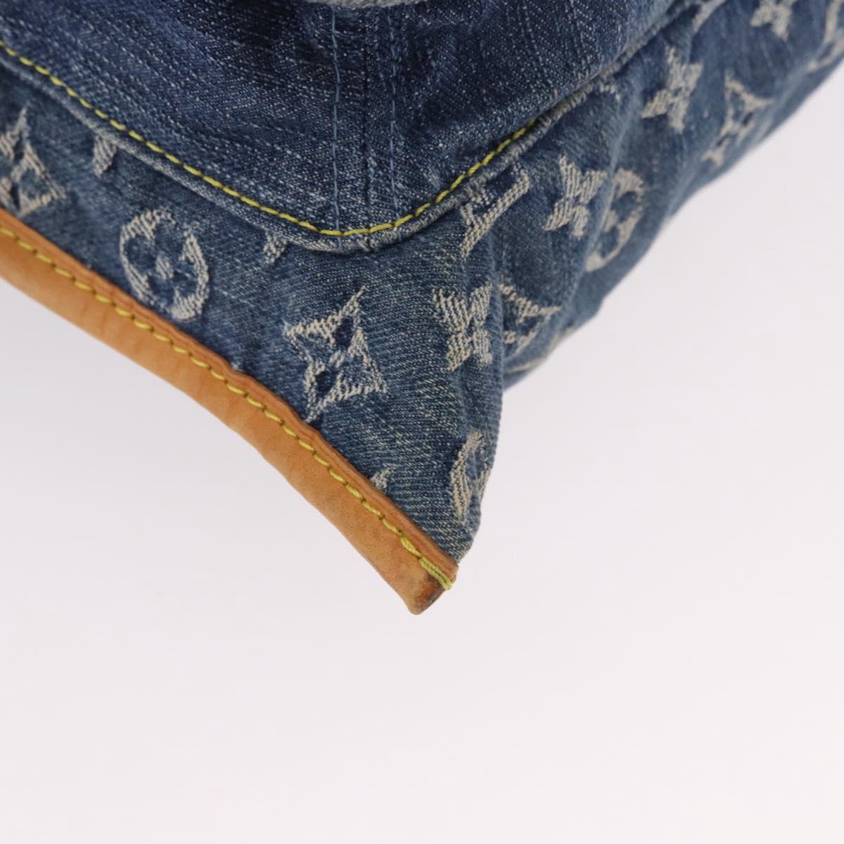 LOUIS VUITTON Monogram Denim Flat Shopper Tote Bag Blue M95018 LV Auth 190156SAV - Jerrillo image 10