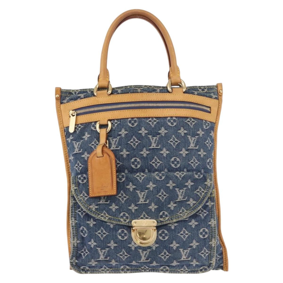 LOUIS VUITTON Monogram Denim Flat Shopper Tote Bag Blue M95018 LV Auth 190156SAV - Jerrillo image 2