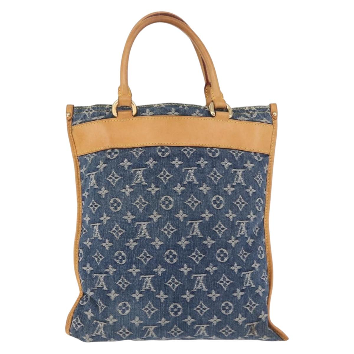 LOUIS VUITTON Monogram Denim Flat Shopper Tote Bag Blue M95018 LV Auth 190156SAV - Jerrillo image 3