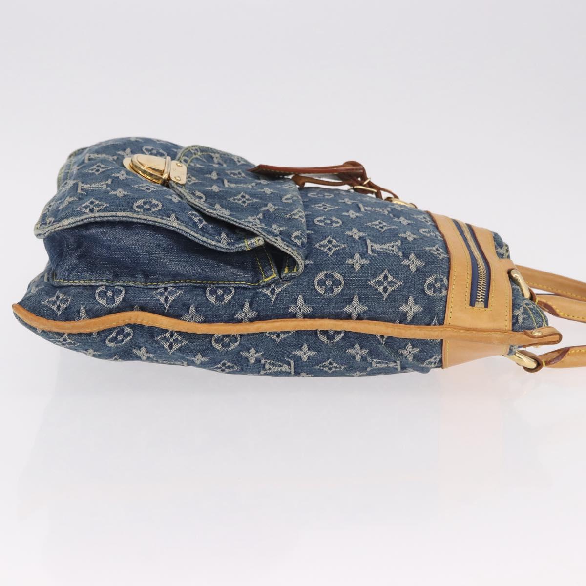 LOUIS VUITTON Monogram Denim Flat Shopper Tote Bag Blue M95018 LV Auth 190156SAV - Jerrillo image 4