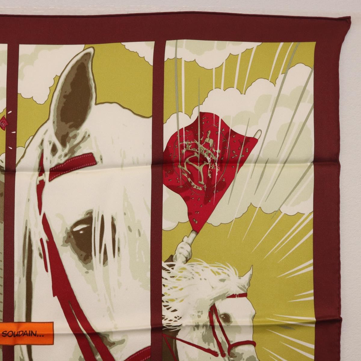 HERMES Carre 70 Scarf "QUAND SOUDAIN" Silk Red Auth 190192M - Jerrillo image 4