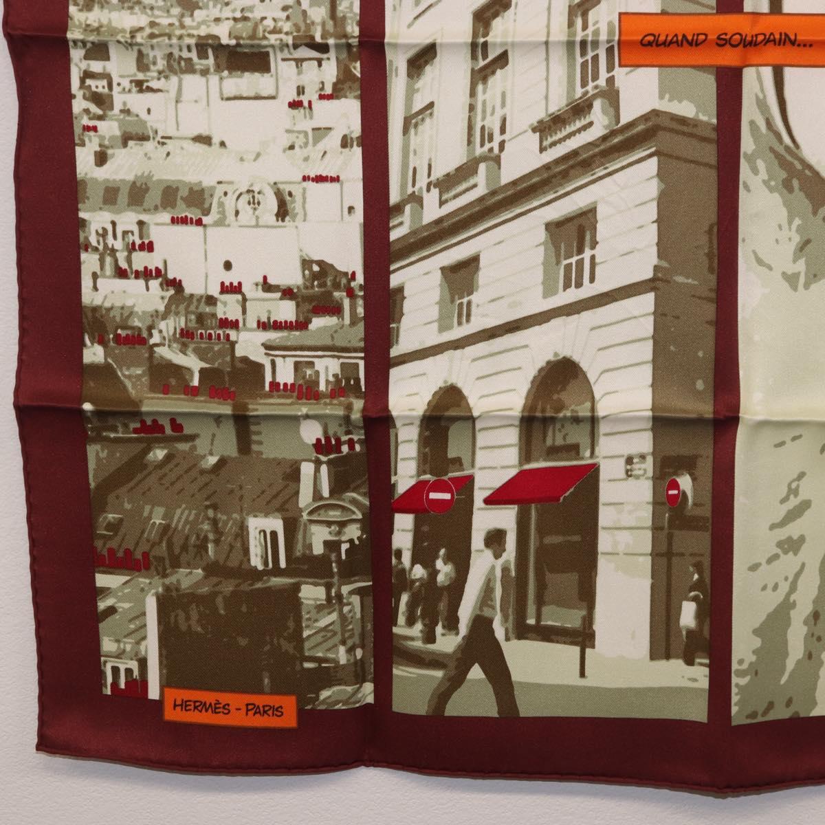 HERMES Carre 70 Scarf "QUAND SOUDAIN" Silk Red Auth 190192M - Jerrillo image 8
