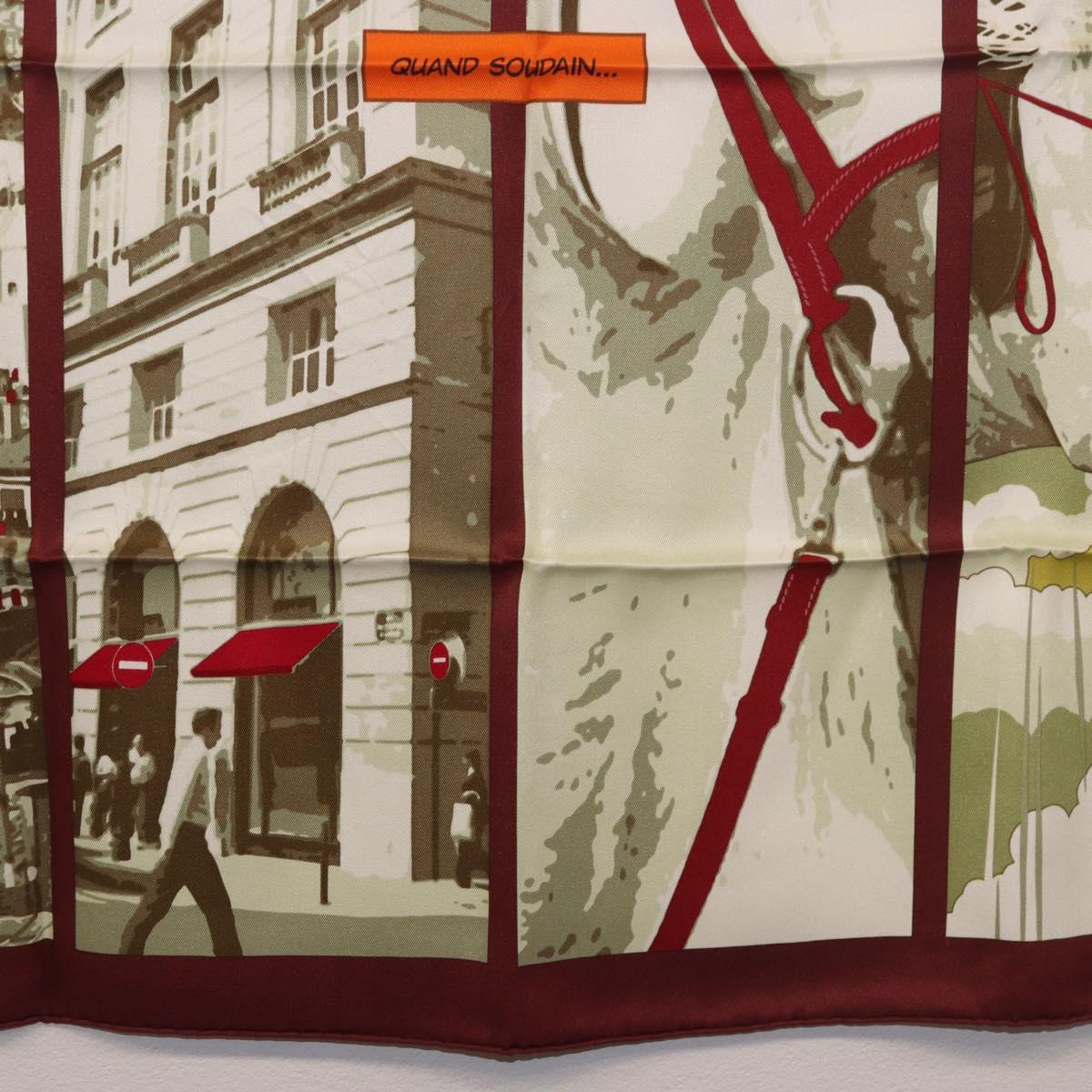HERMES Carre 70 Scarf "QUAND SOUDAIN" Silk Red Auth 190192M - Jerrillo image 9