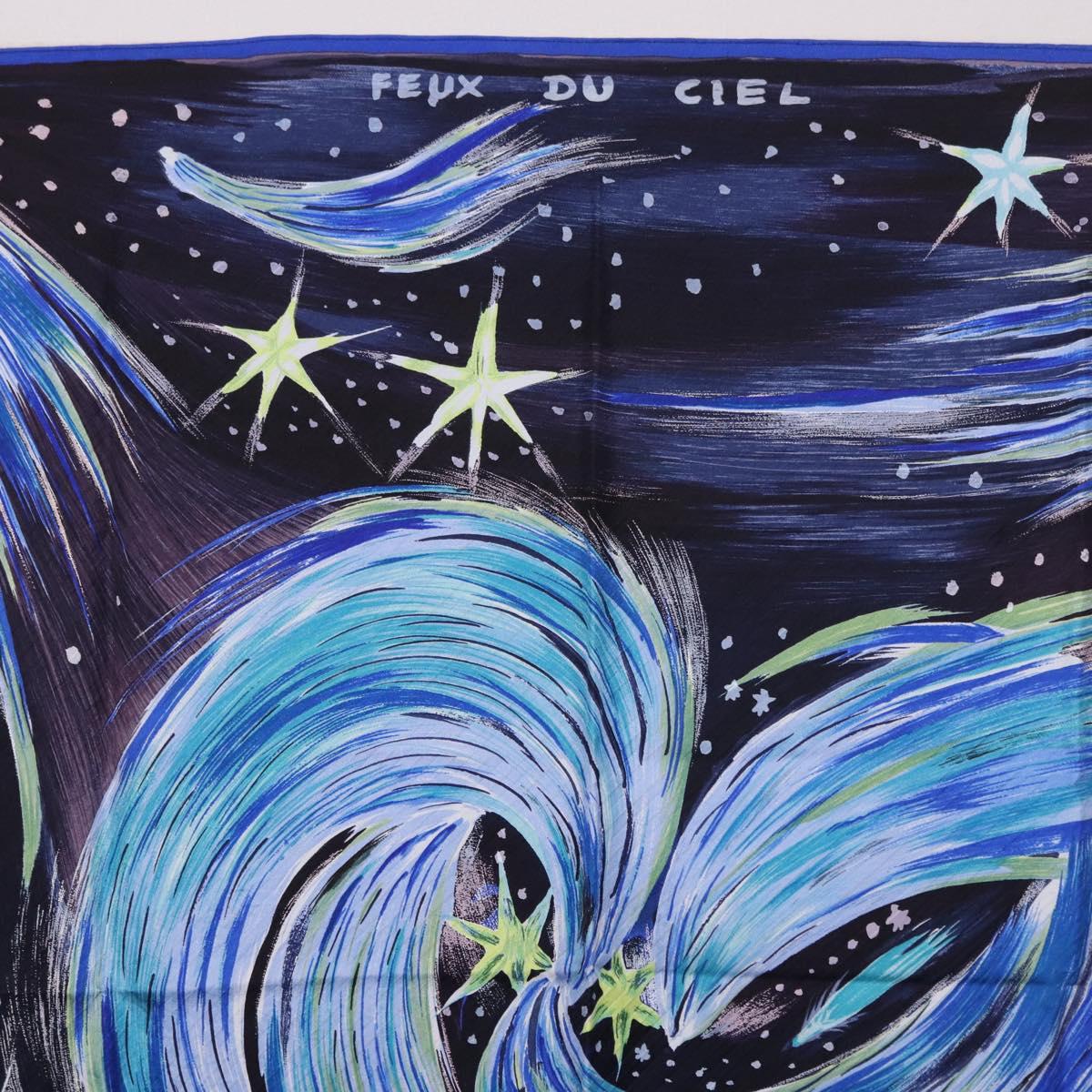 HERMES Carre 90 Scarf "FEUX DU CIEL" Silk Blue Auth 190195 - Jerrillo image 3