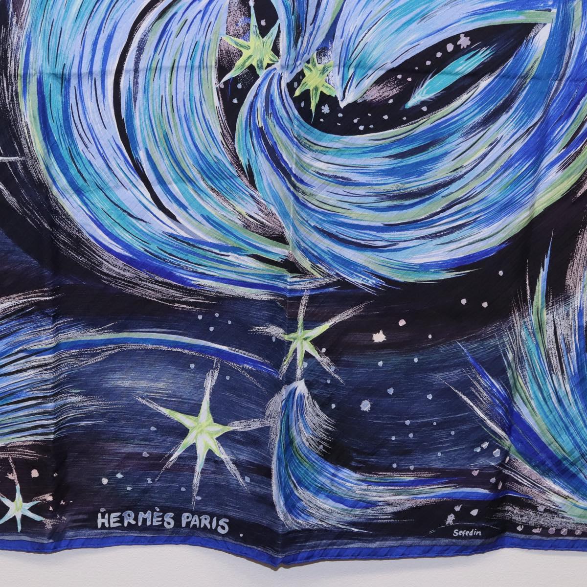 HERMES Carre 90 Scarf "FEUX DU CIEL" Silk Blue Auth 190195 - Jerrillo image 9