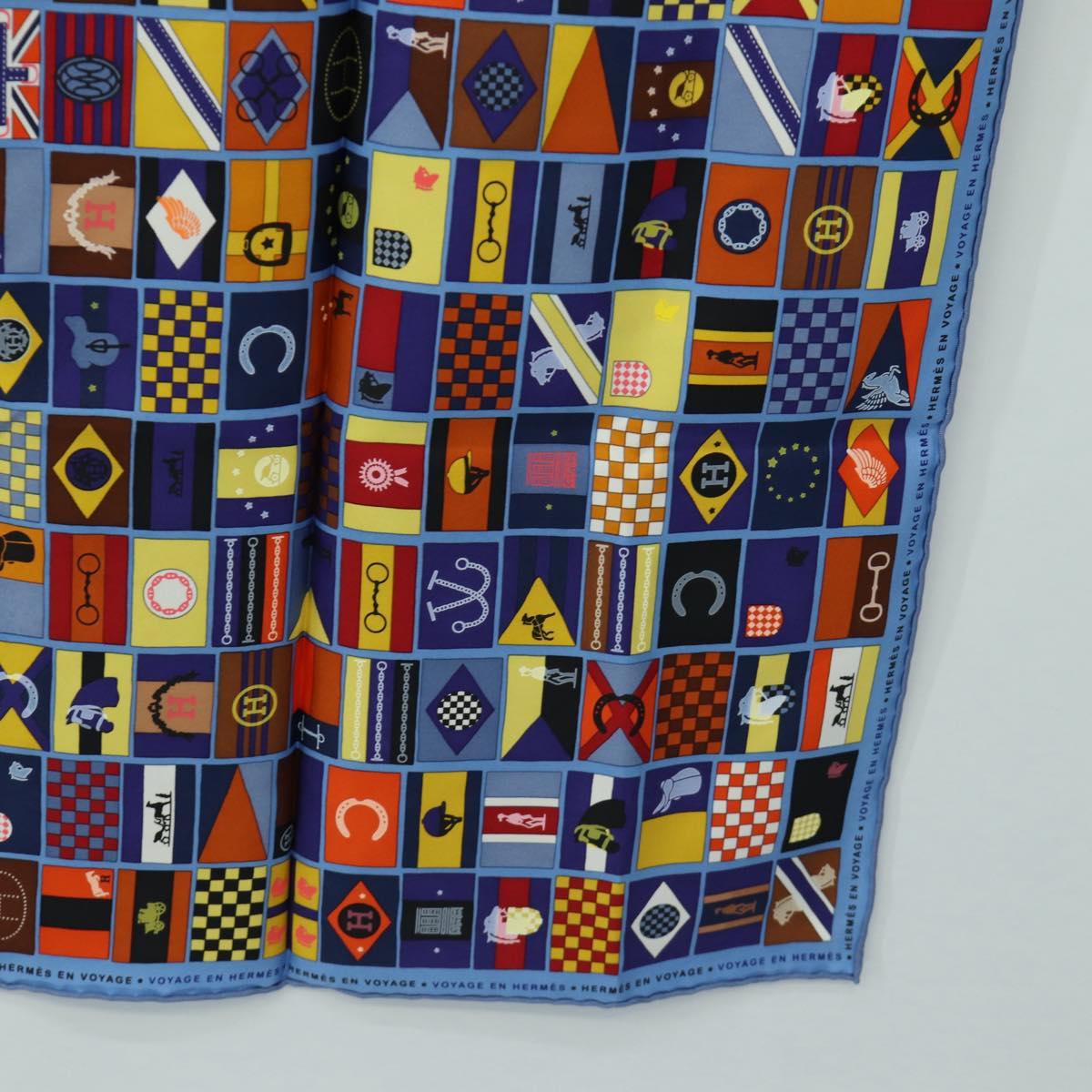 HERMES Carre 90 Scarf "En Voyage" Silk Blue Auth 190238M - Jerrillo image 10
