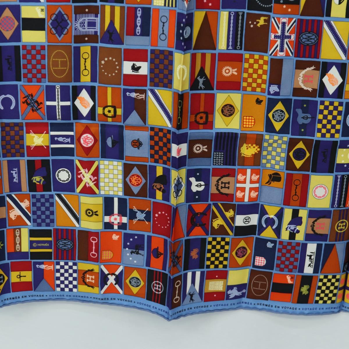 HERMES Carre 90 Scarf "En Voyage" Silk Blue Auth 190238M - Jerrillo image 9