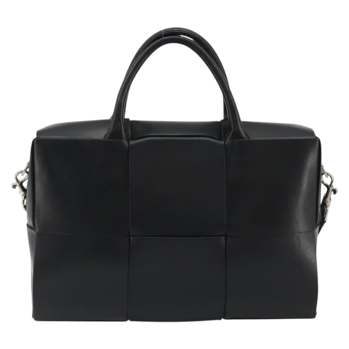 BOTTEGA VENETA Maxi INTRECCIATO Bag Leather 2way Black Silver Auth 190305 - Jerrillo image 2