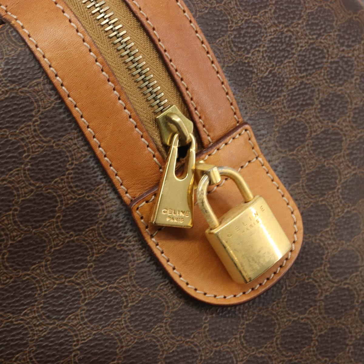CELINE Macadam Canvas Boston Bag PVC Leather Brown Gold Auth 190319 - Jerrillo image 10