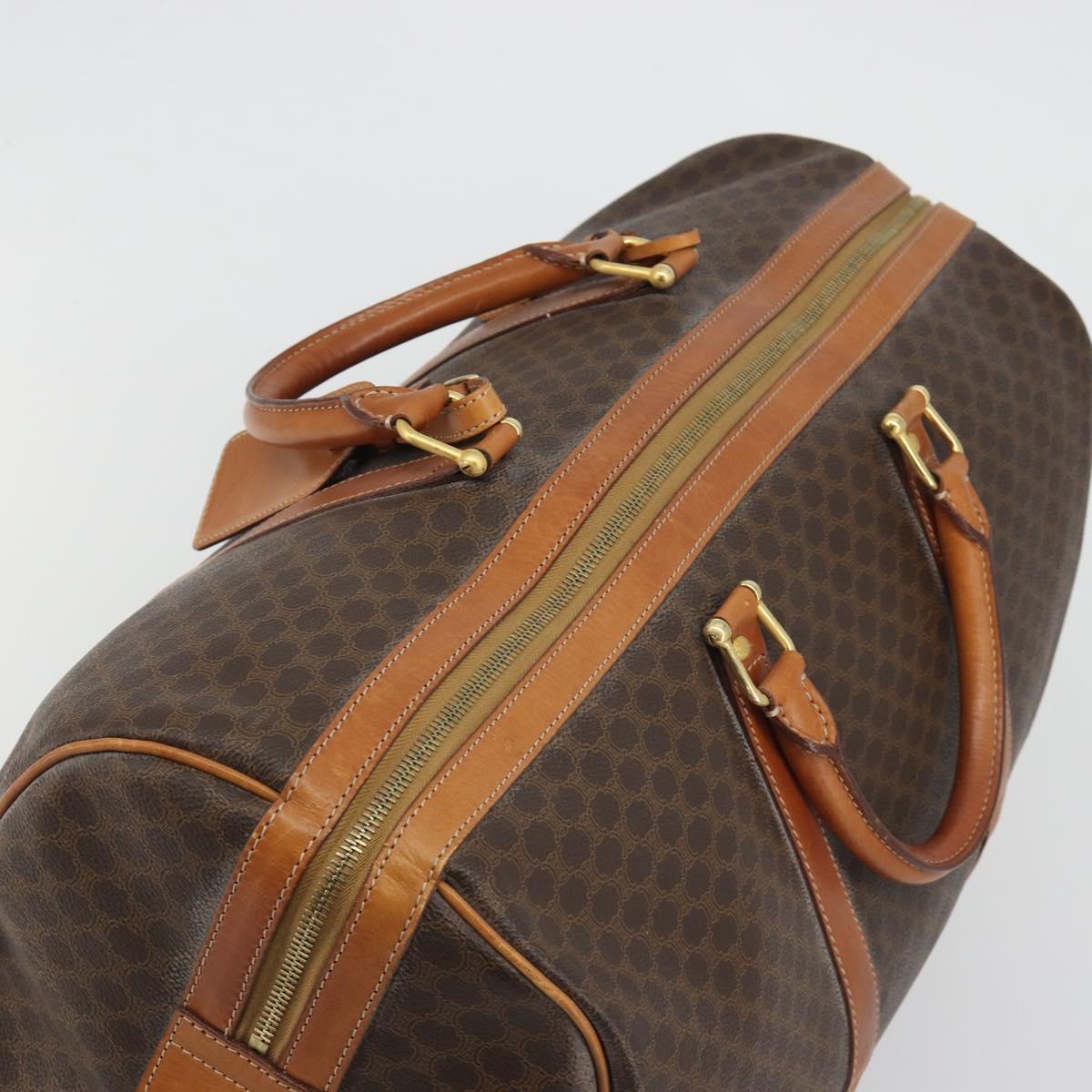 CELINE Macadam Canvas Boston Bag PVC Leather Brown Gold Auth 190319 - Jerrillo image 6
