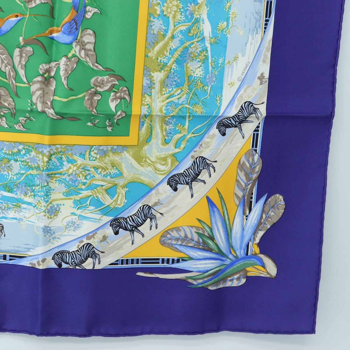 HERMES Carre 90 Scarf "TROPIQUES" Silk Blue Auth 190320M - Jerrillo image 10