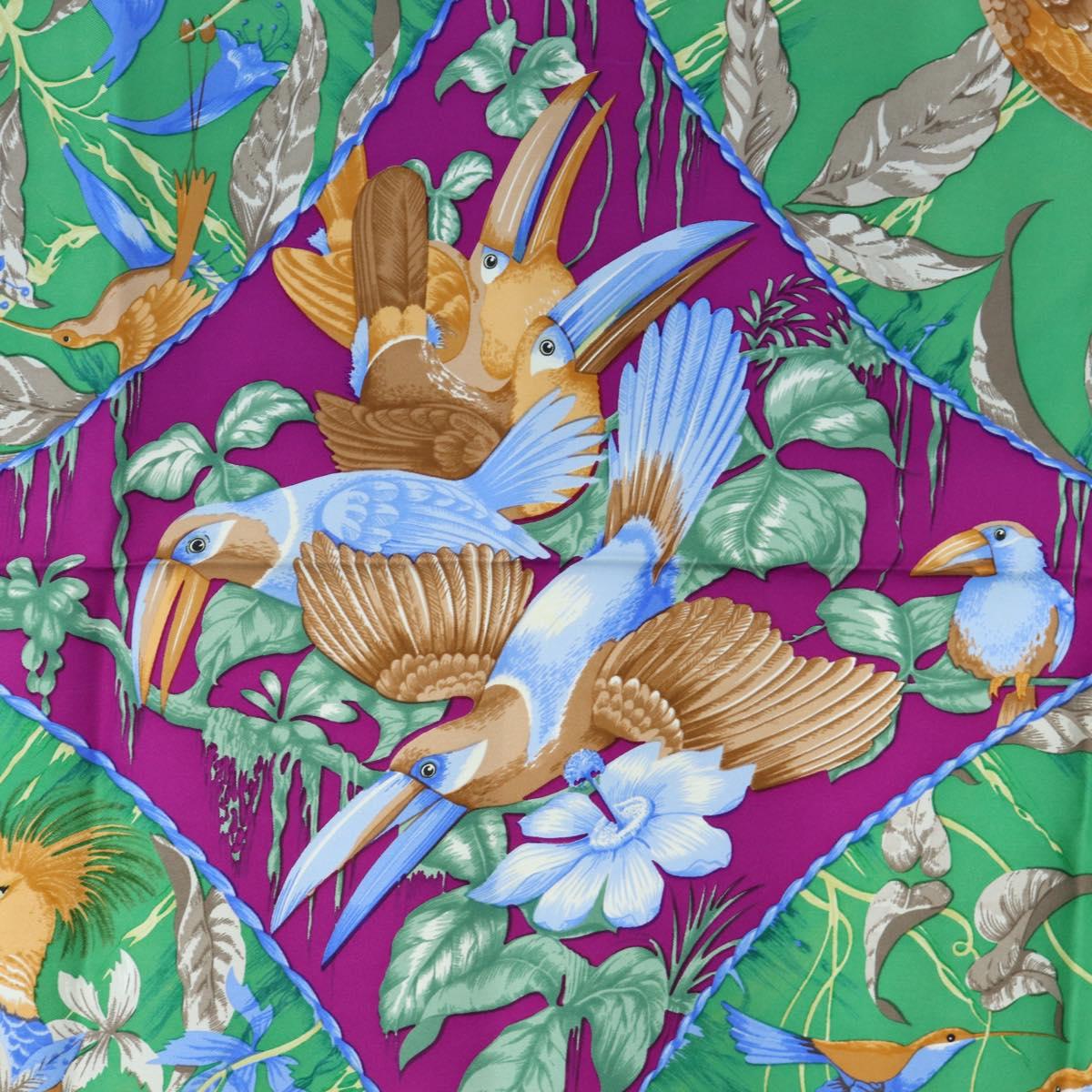 HERMES Carre 90 Scarf "TROPIQUES" Silk Blue Auth 190320M - Jerrillo image 6