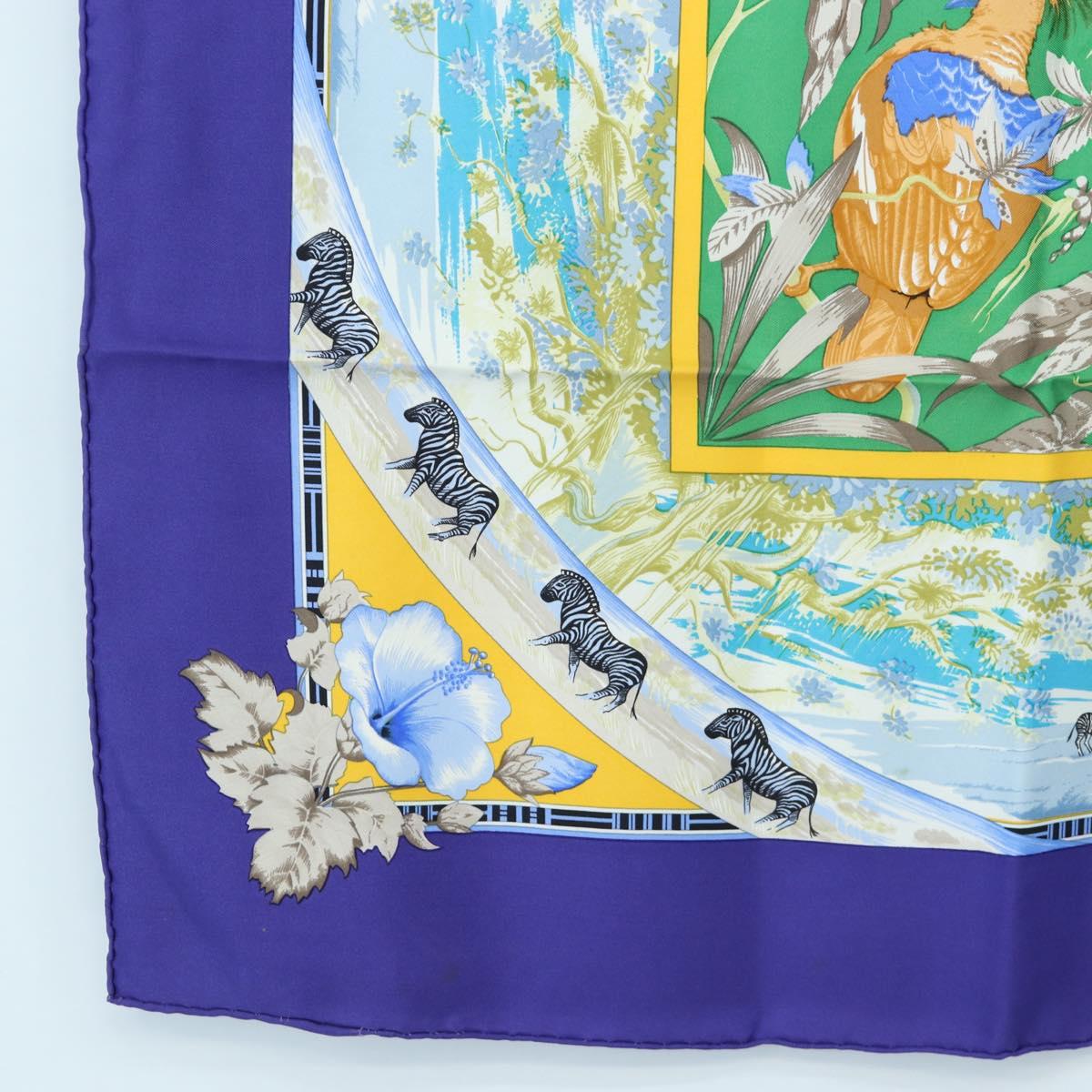 HERMES Carre 90 Scarf "TROPIQUES" Silk Blue Auth 190320M - Jerrillo image 8