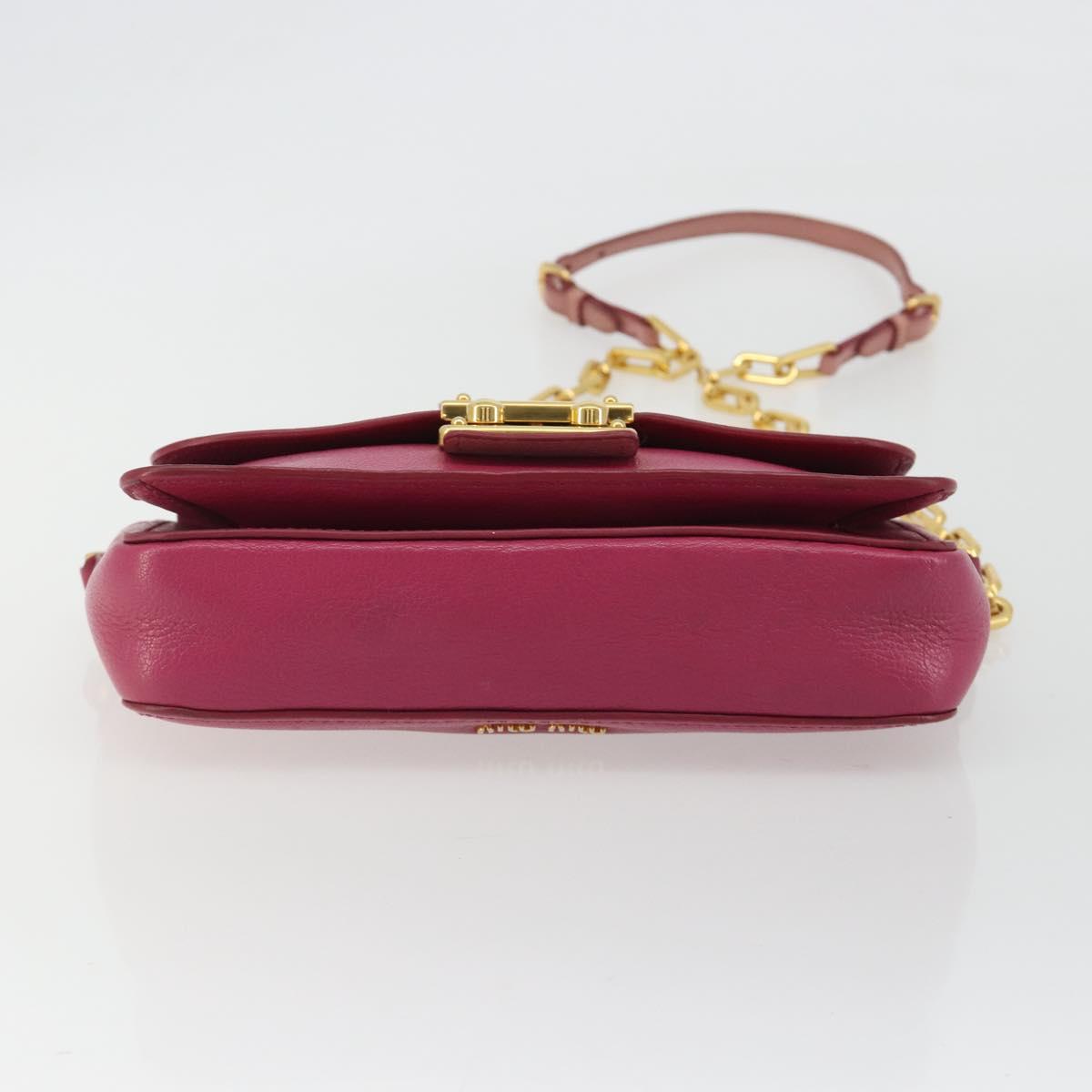 Miu Miu Shoulder Bag Leather Pink Gold Auth 190333A - Jerrillo image 5