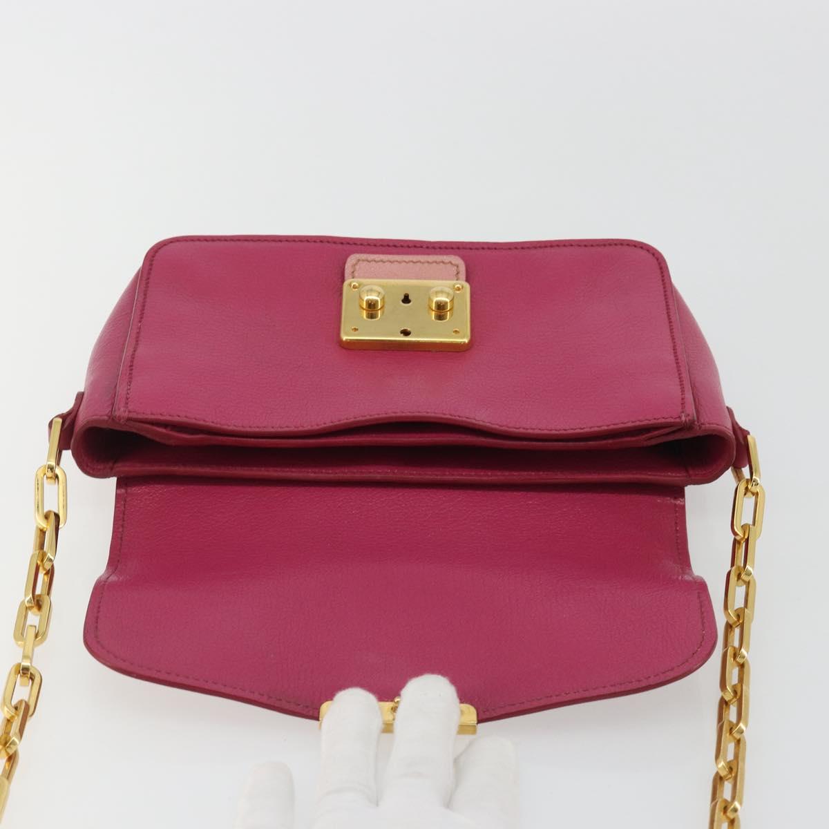Miu Miu Shoulder Bag Leather Pink Gold Auth 190333A - Jerrillo image 10