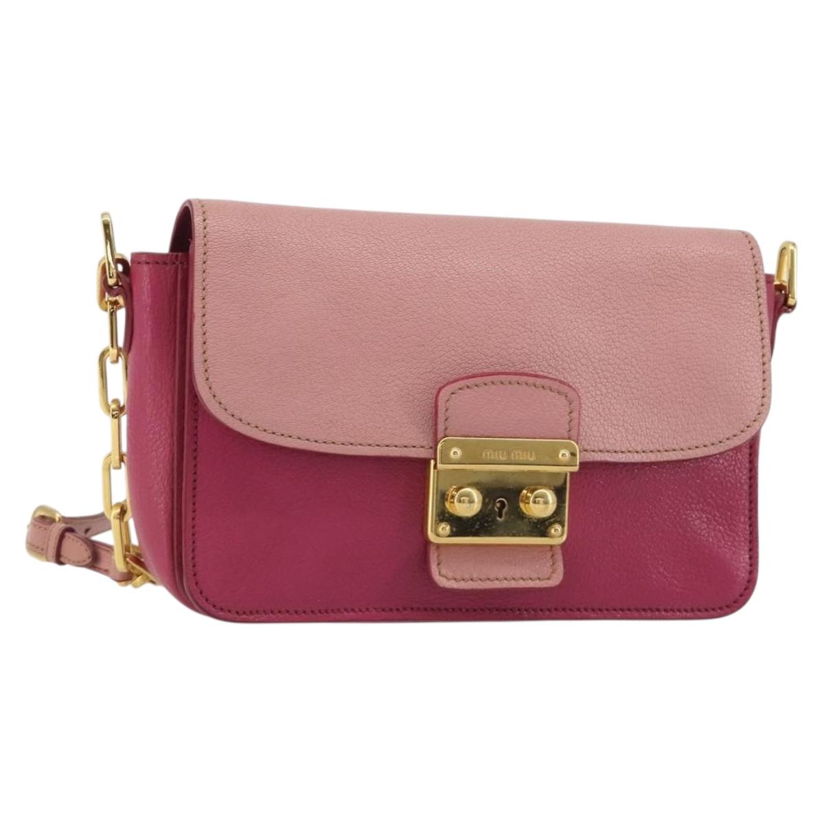 Miu Miu Shoulder Bag Leather Pink Gold Auth 190333A – Jerrillo