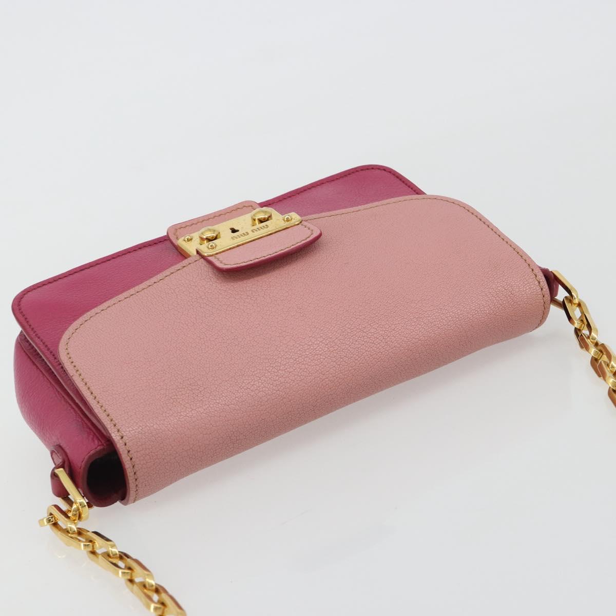 Miu Miu Shoulder Bag Leather Pink Gold Auth 190333A - Jerrillo image 6