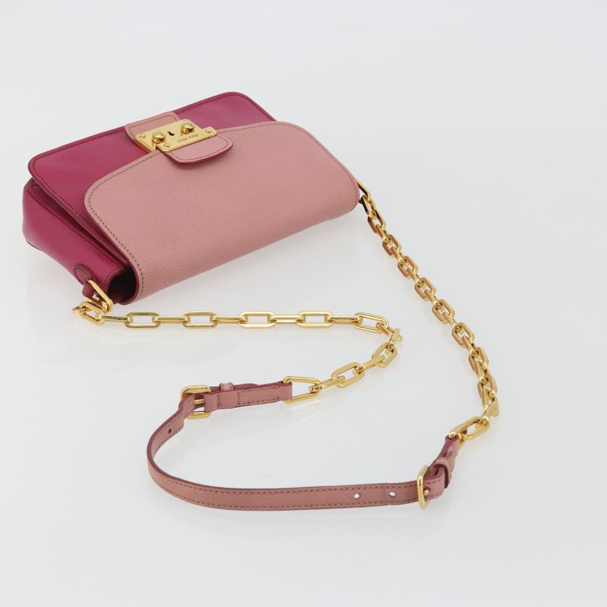 Miu Miu Shoulder Bag Leather Pink Gold Auth 190333A - Jerrillo image 7