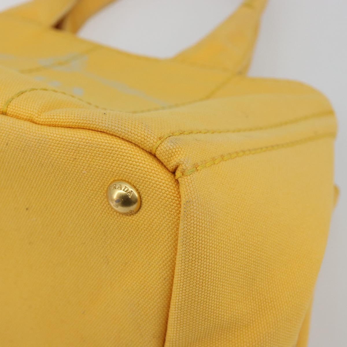 PRADA Canapa M Hand Bag Canvas Yellow Gold Auth 190356A - Jerrillo image 9