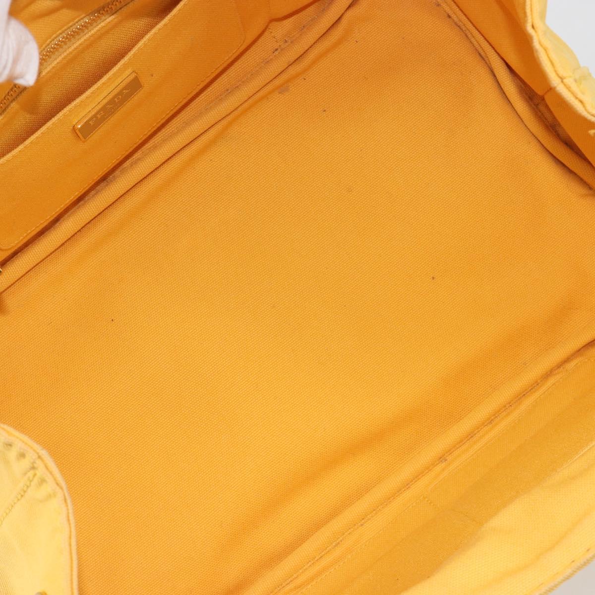 PRADA Canapa M Hand Bag Canvas Yellow Gold Auth 190356A - Jerrillo image 10