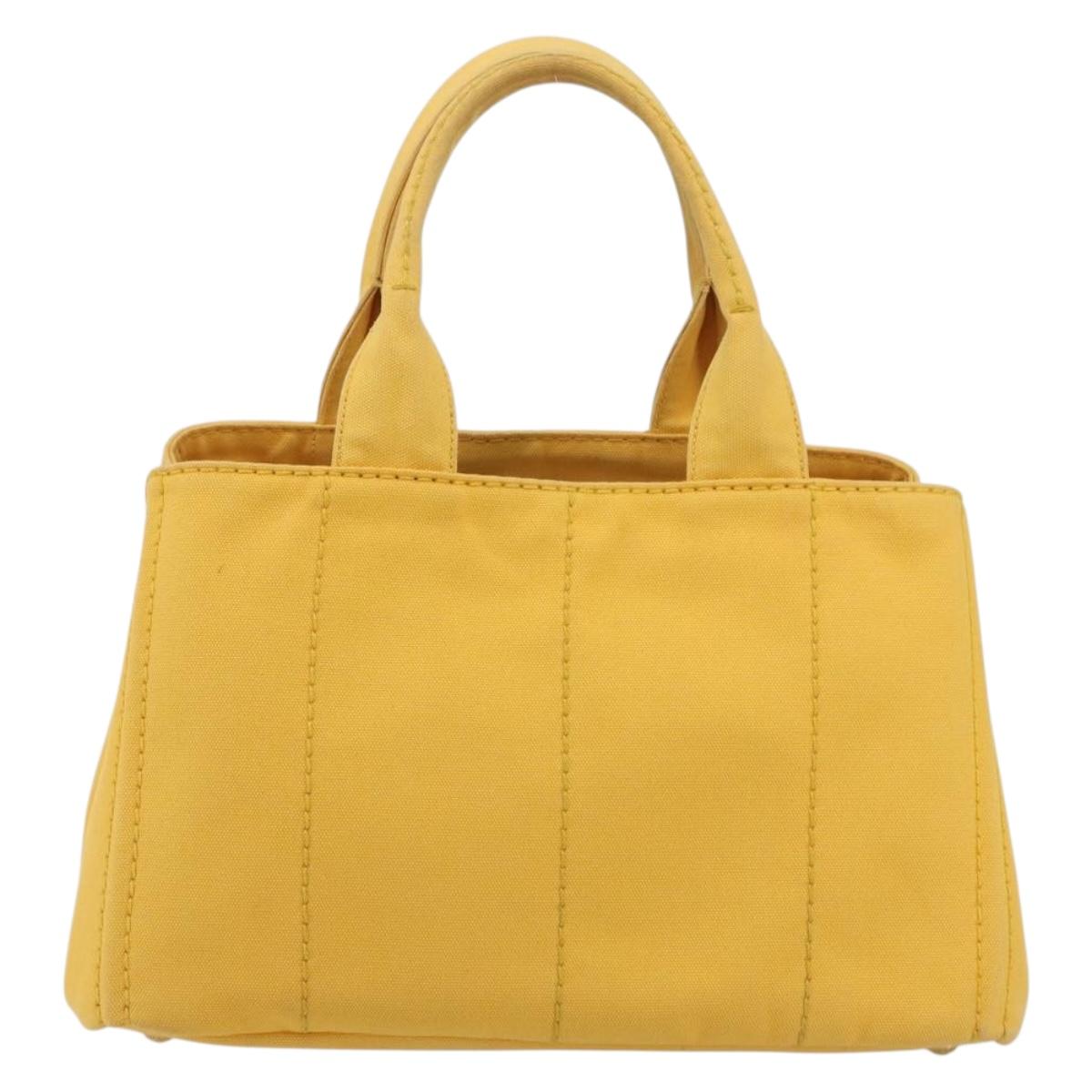PRADA Canapa M Hand Bag Canvas Yellow Gold Auth 190356A - Jerrillo image 2