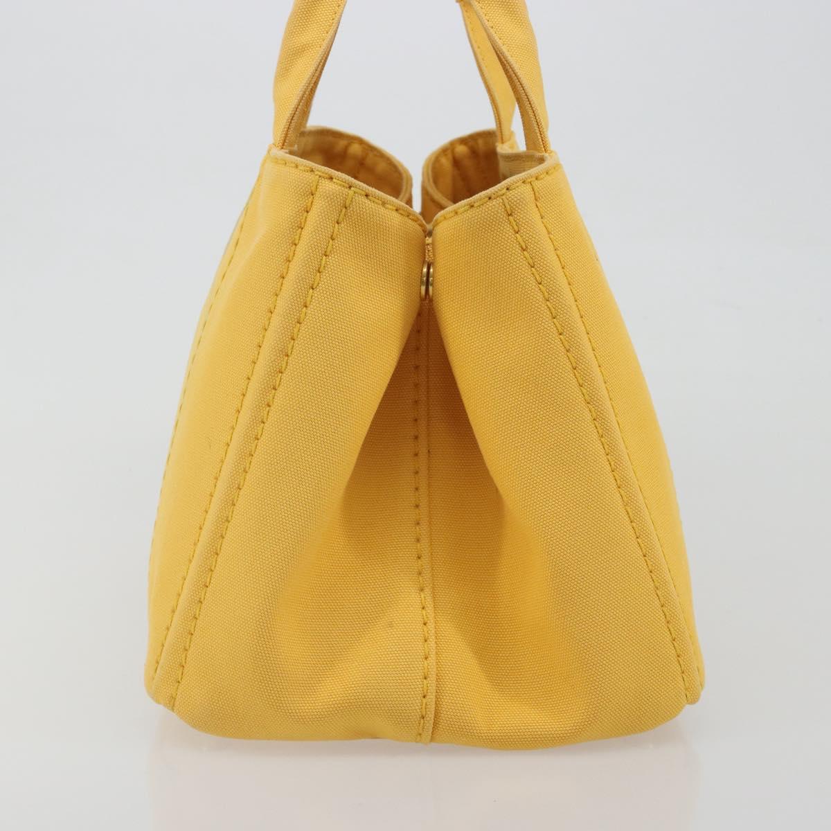 PRADA Canapa M Hand Bag Canvas Yellow Gold Auth 190356A - Jerrillo image 3