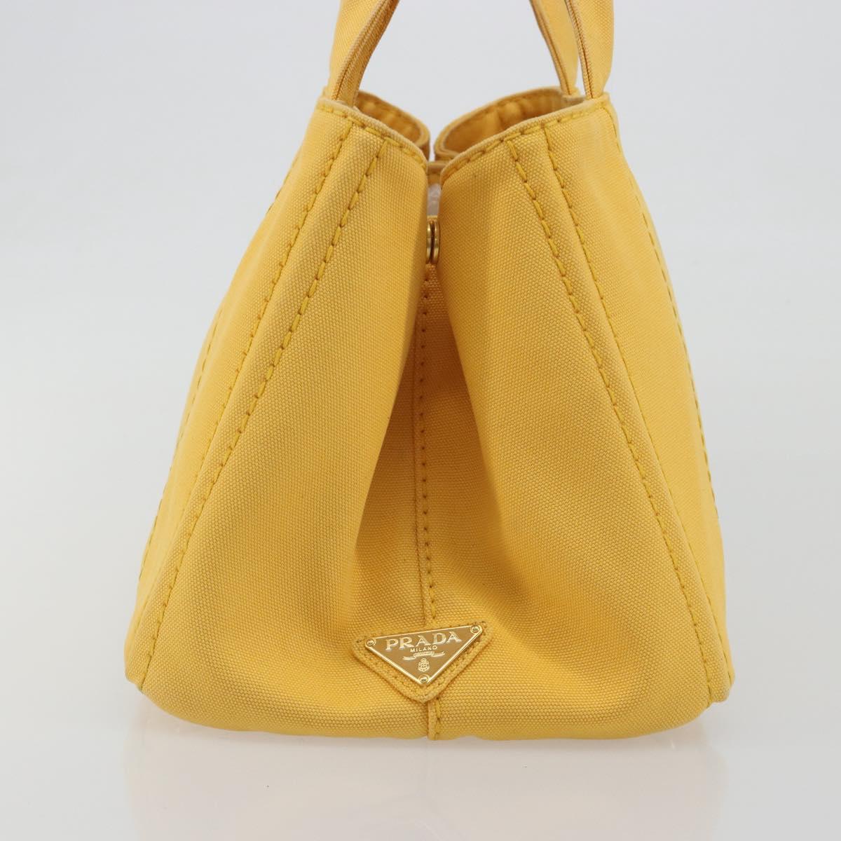 PRADA Canapa M Hand Bag Canvas Yellow Gold Auth 190356A - Jerrillo image 4