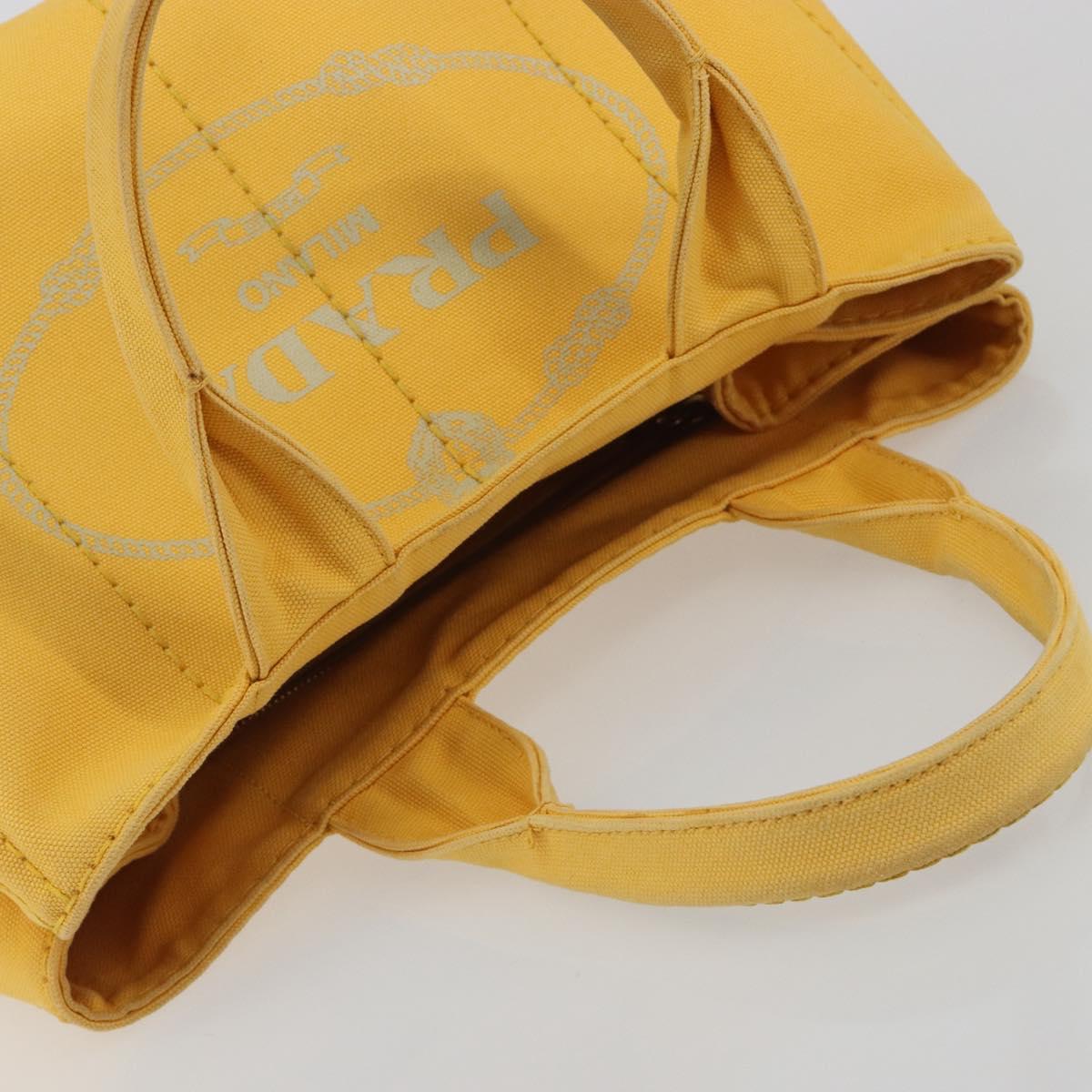 PRADA Canapa M Hand Bag Canvas Yellow Gold Auth 190356A - Jerrillo image 6