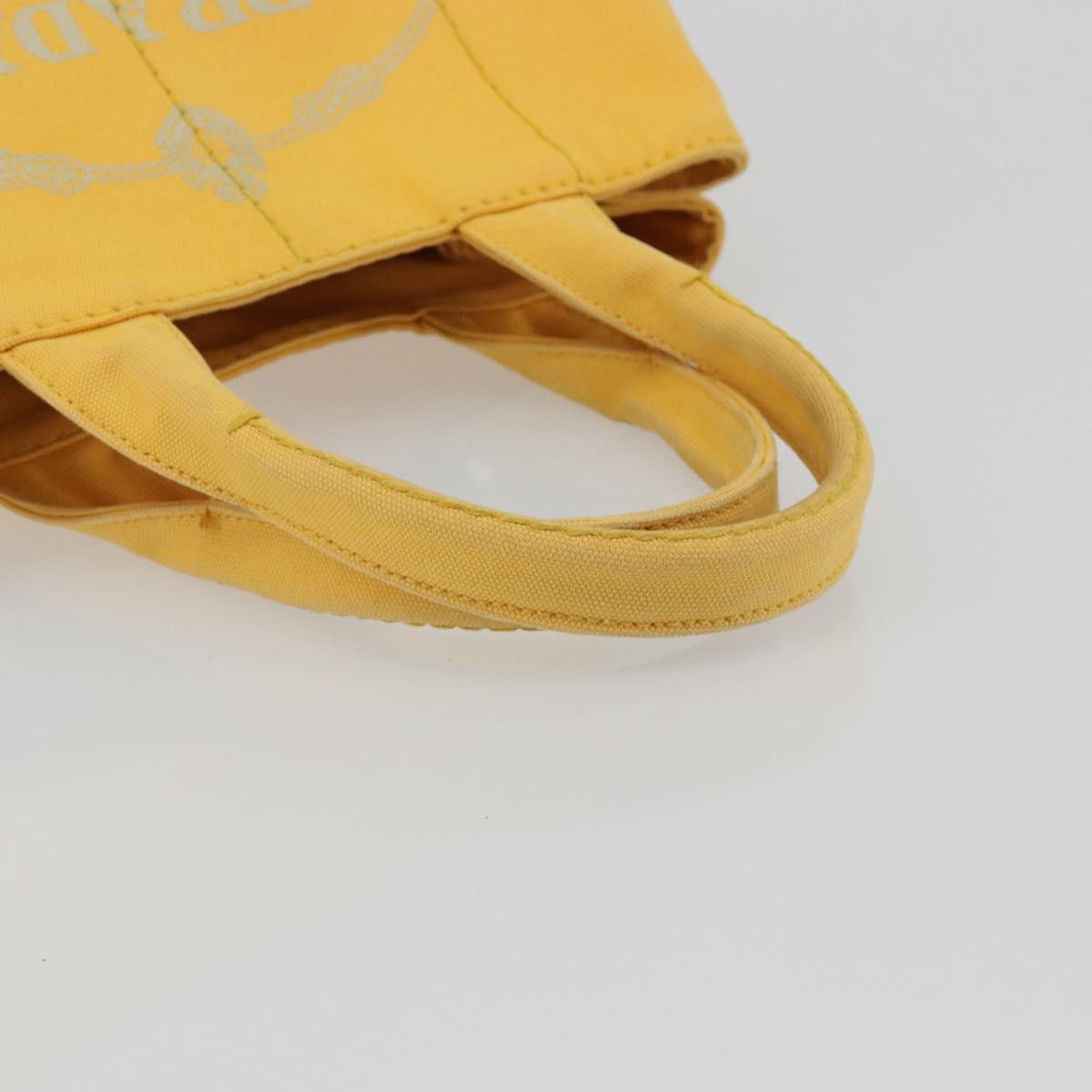 PRADA Canapa M Hand Bag Canvas Yellow Gold Auth 190356A - Jerrillo image 7