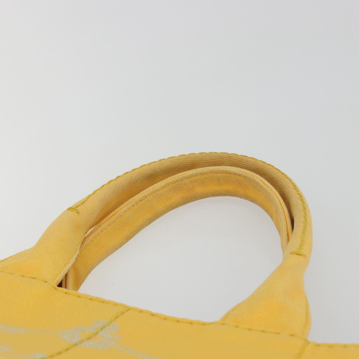 PRADA Canapa M Hand Bag Canvas Yellow Gold Auth 190356A - Jerrillo image 8