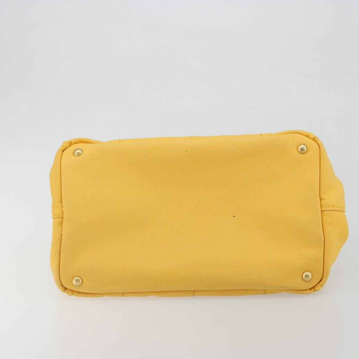 PRADA Canapa M Hand Bag Canvas Yellow Gold Auth 190356A - Jerrillo image 5